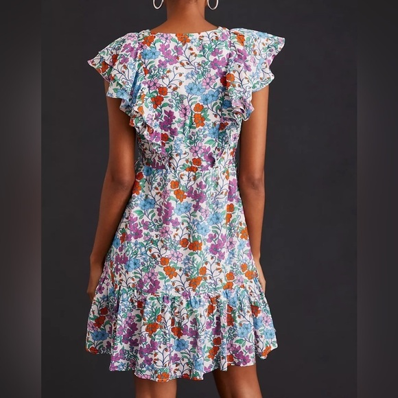 Roller Rabbit Colorful Floral Blomst Ondika Ruffle Vneck Dress - Picture 2 of 6